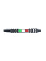 Unisex Nadir Black Silicone Bracelet with Italian Flag in Steel