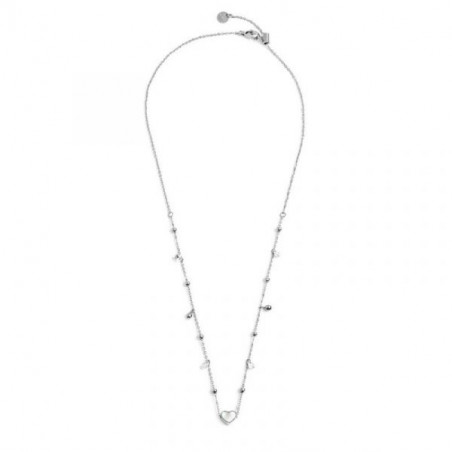 Collana Donna Marlù 15CN033-W in Acciaio Silver con Cuore Centrale Perla Bianca