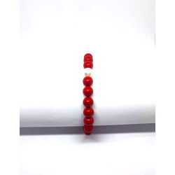 Bracciale Nadir Donna in Pasta di Corallo Rossa con Perla Bianca Coltivata 21cm