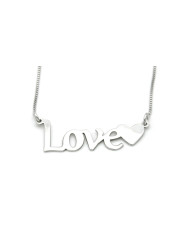 LOVE Woman Written Necklace in Silver 925 Customizable inside