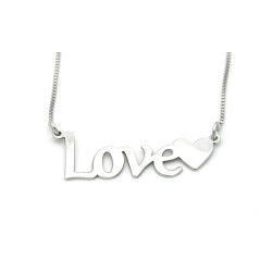 LOVE Woman Written Necklace in Silver 925 Customizable inside