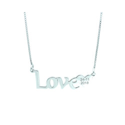 Collana Scritta LOVE Donna in Argento 925 Personalizzabile all'interno