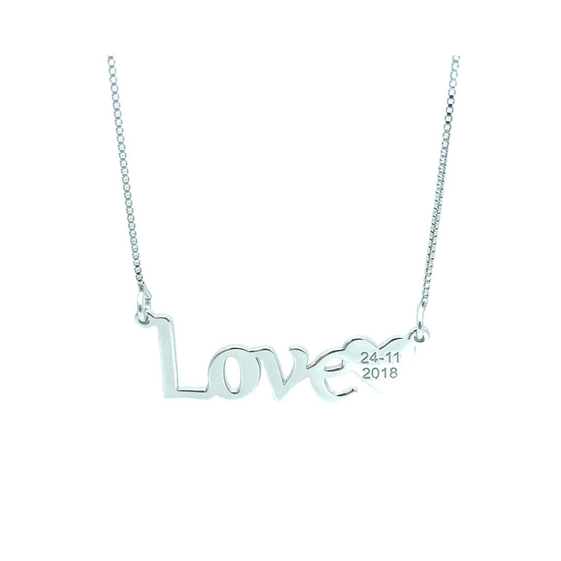 Collana Scritta LOVE Donna in Argento 925 Personalizzabile all'interno