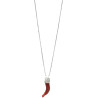 Collana Donna Veneziana in Argento925 e Cornetto Portafortuna in Corallo Rosso