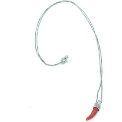 Collana Donna Veneziana in Argento925 e Cornetto Portafortuna in Corallo Rosso