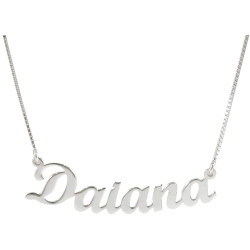 Women's necklace with customizable name in silver, made in italy