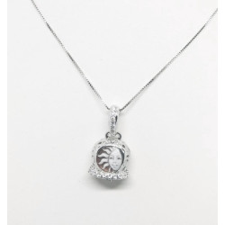 925 SILVER NECKLACE WITH RGENTO PENDANT AND ENGRAVED CORAL