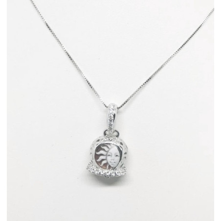 925 SILVER NECKLACE WITH RGENTO PENDANT AND ENGRAVED CORAL