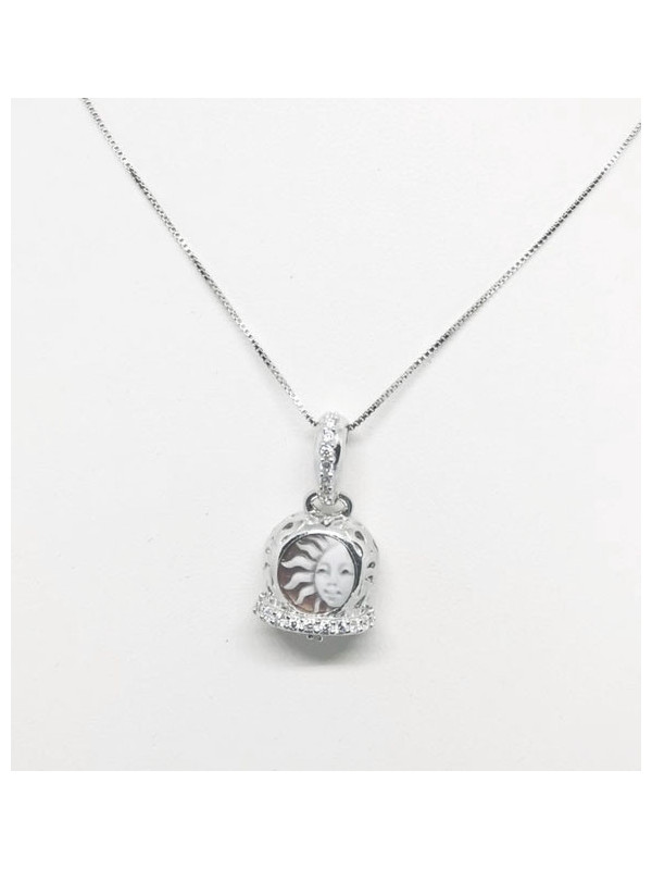 925 SILVER NECKLACE WITH RGENTO PENDANT AND ENGRAVED CORAL