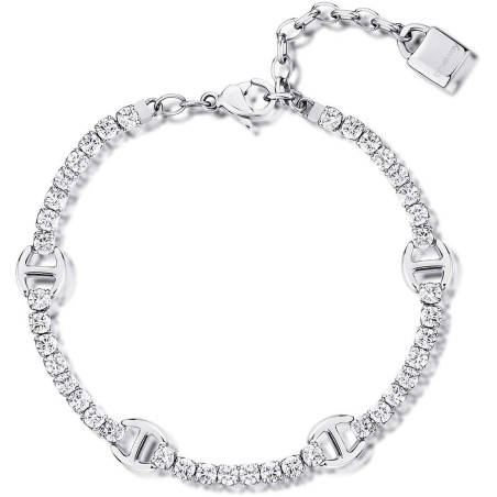 Brosway Bracciale Tennis Desideri BEI067 - Doppio Filo In Acciaio Con Cristalli E Zirconie, 180 Mm, Regalo Per Lei