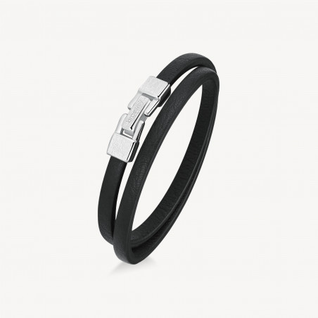 Bracciale Uomo Brosway Ink BIK137 in Pelle Nera con Centrale Acciaio