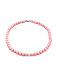 Collana Nadir Donna Pasta di Corallo Rosa con Perla Bianca Coltivata Centrale