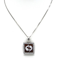 Collana Donna in Argento 925% con Ciondolo Segno Zodiacale Pesci Cammeo