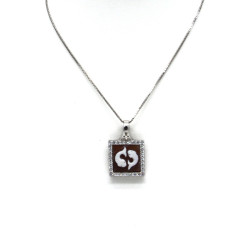 Collana Donna in Argento 925% con Ciondolo Segno Zodiacale Pesci Cammeo