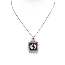 Collana Donna in Argento 925% con Ciondolo Segno Zodiacale Pesci Cammeo