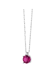 Girocollo Donna Comete in Oro 18 Kt 750% Con Diamanti e Rubino Rotondo Colore G