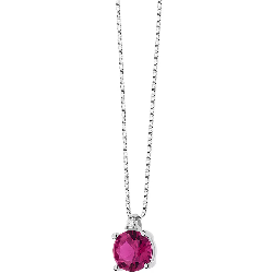 Girocollo Donna Comete in Oro 18 Kt 750% Con Diamanti e Rubino Rotondo Colore G
