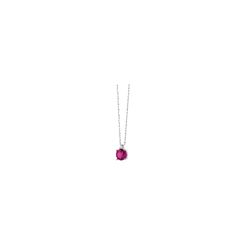 Girocollo Donna Comete GLB 1389 in Oro 18 Kt 750% Con Diamanti e Rubino Rotondo Colore G Girocollo Donna Comete GLB 1389 in Oro 18 Kt 750% Con Diamanti e Rubino Rotondo Colore G