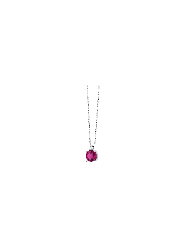 Girocollo Donna Comete in Oro 18 Kt 750% Con Diamanti e Rubino Rotondo Colore G