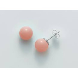 750 White Gold bollard earrings with coral paste angelskin mm8
