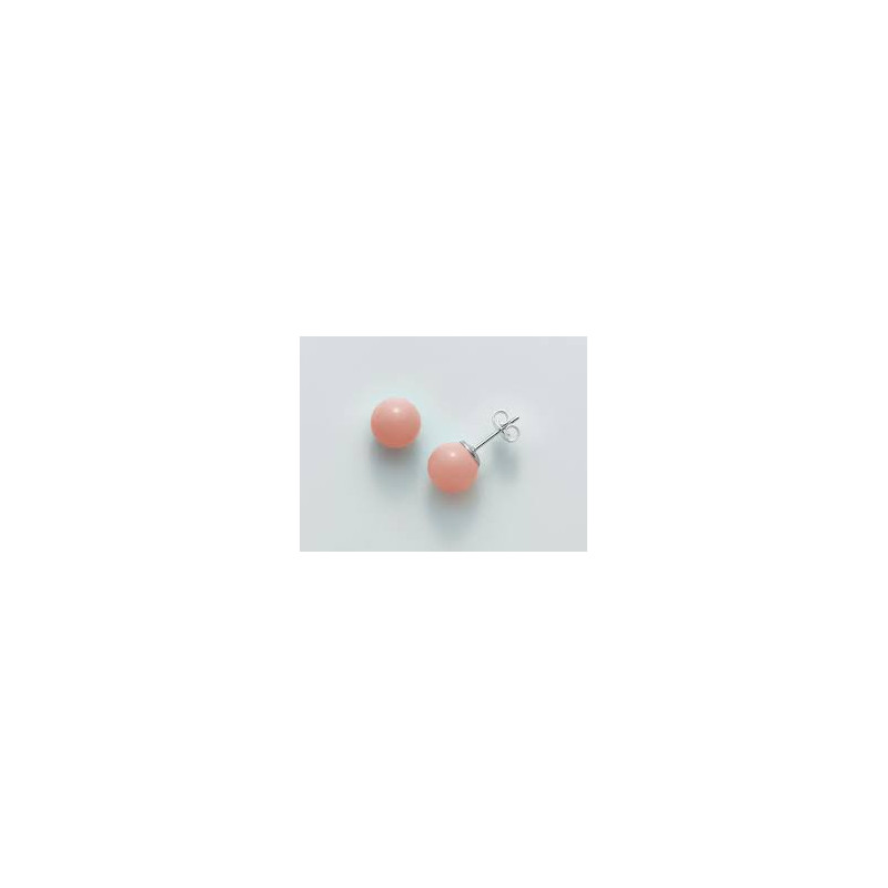 750 White Gold bollard earrings with coral paste angelskin mm8 750 White Gold bollard earrings with coral paste angelskin mm8