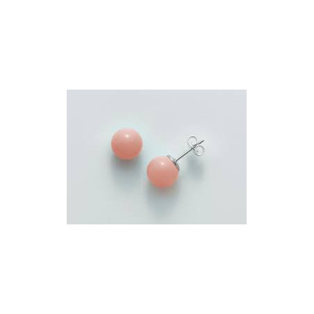 750 White Gold bollard earrings with coral paste angelskin mm8