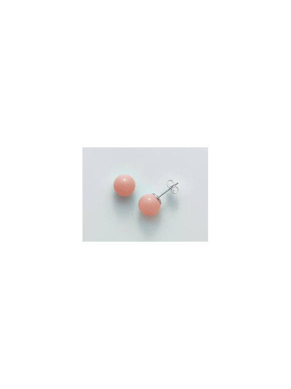 750 White Gold bollard earrings with coral paste angelskin mm8