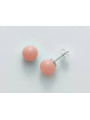 750 White Gold bollard earrings with coral paste angelskin mm8