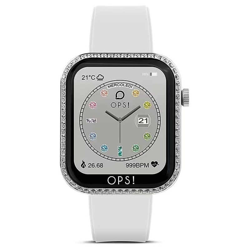 Orologio Smartwatch Donna Ops Objects Call Diamonds OPSSW-39 Cinturino Silicone Bianco Orologio Smartwatch Donna Ops Objects Call Diamonds OPSSW-39 Cinturino Silicone Bianco