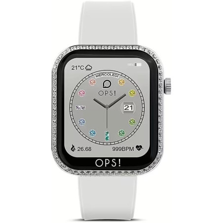 Orologio Smartwatch Donna Ops Objects Call Diamonds OPSSW-39 Cinturino Silicone Bianco