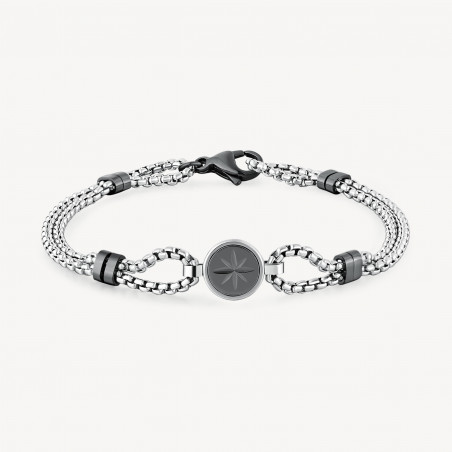 Bracciale Uomo Brosway Poseidon BPN11 in Acciaio Silver Rosa dei Venti