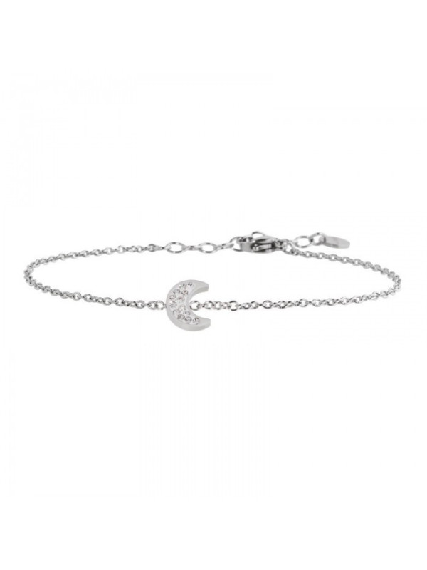 Bracciale Donna Marlù Time To 18BR086 cin Acciaio con Luna e Cristalli 16 cm