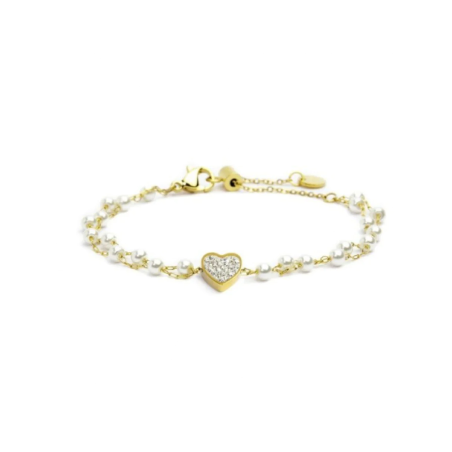 Bracciale Donna Marlù Nel Mio Cuore 15BR068G-W Colore Oro con Cuore e Cristalli