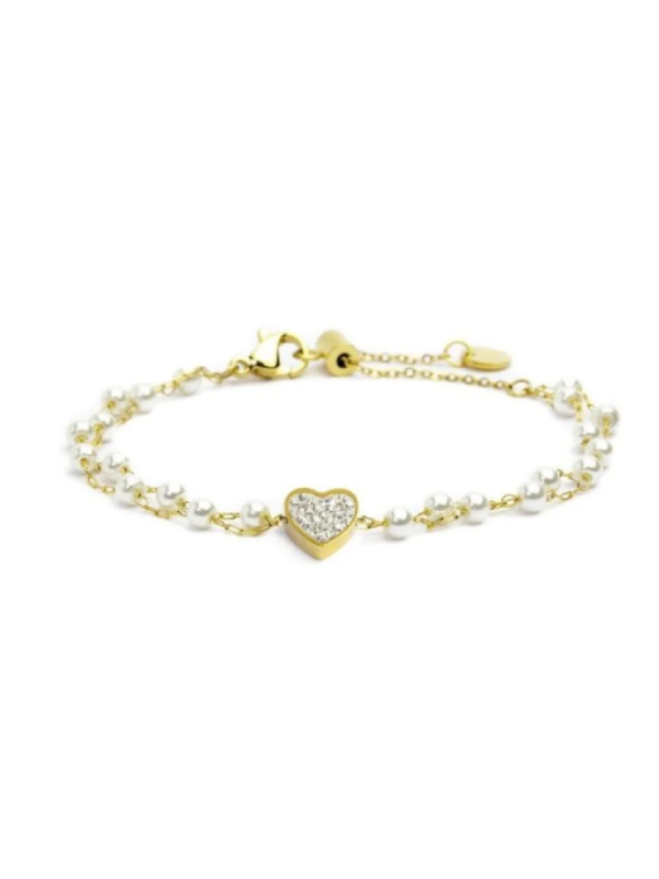 Bracciale Donna Marlù Nel Mio Cuore 15BR068G-W Colore Oro con Cuore e Cristalli