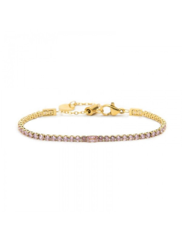 Bracciale Donna Tennis Marlù 31BR0006G-P in Acciaio Colore Oro e Zirconi Viola