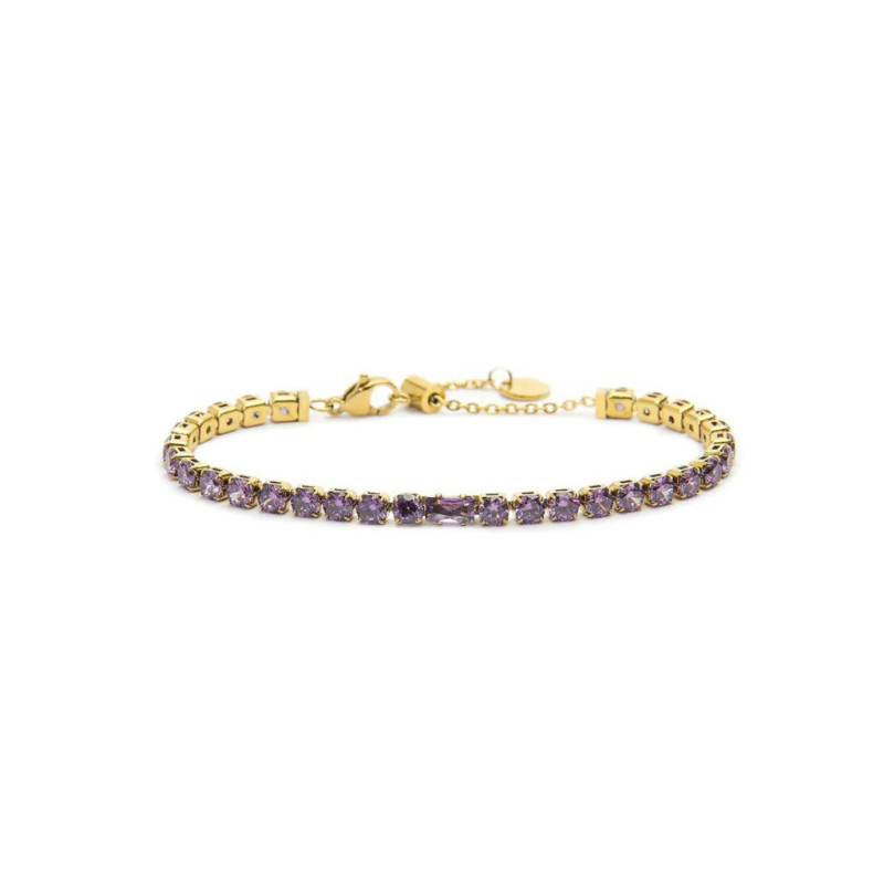 Bracciale Donna Maralù Tennis 31BR0007G-LF Sparkles in Acciaio Oro e Viola Bracciale Donna Maralù Tennis 31BR0007G-LF Sparkles in Acciaio Oro e Viola