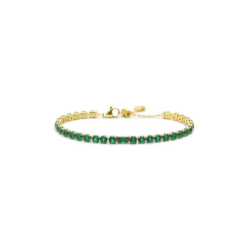 Bracciale Donna Maralù Tennis 31BR0007G-S Sparkles in Acciaio Oro e Verde Bracciale Donna Maralù Tennis 31BR0007G-S Sparkles in Acciaio Oro e Verde