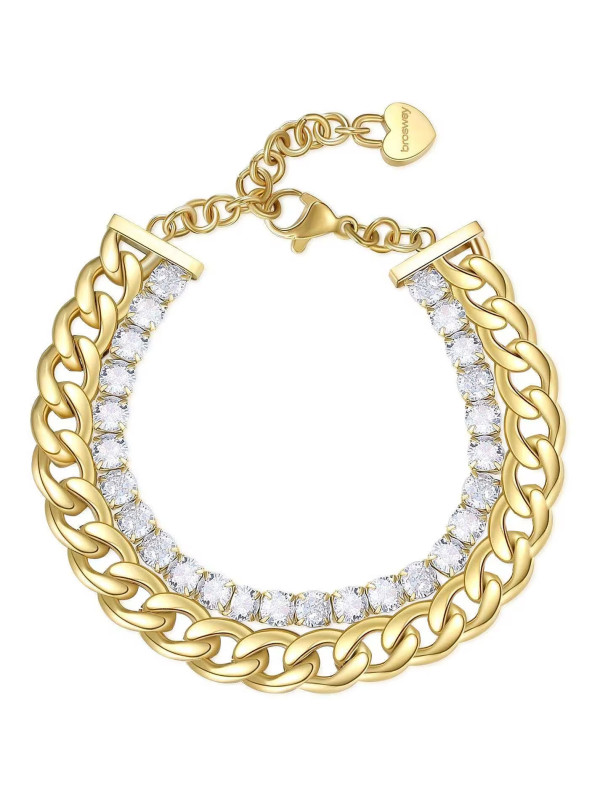Bracciale Donna Tennis Doppio Filo Brosway Desideri BEI072 Pvd Oro con Zirconi