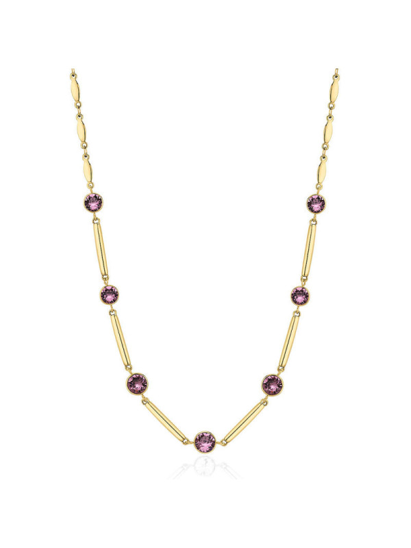 Collana Donna Brosway Affinity BFF159 in Acciaio Colore Oro con Cristalli Viola