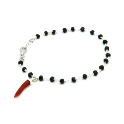 Bracciale Unisex Nadir in Argento 925 con Cornetto Rosso in Corallo