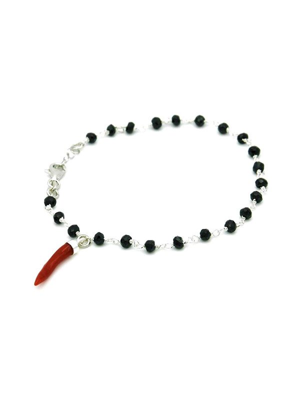 Unisex Nadir bracelet in 925 Silver with Red Coral Coral Cornet
