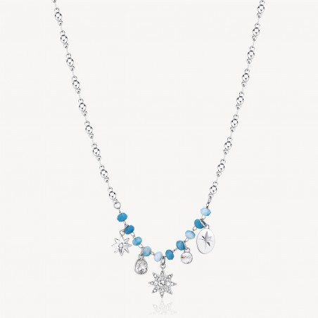 Collana Donna Brosway Chakra BHKN084 in Acciaio Silver e Calcedonio Azzurro e Stella