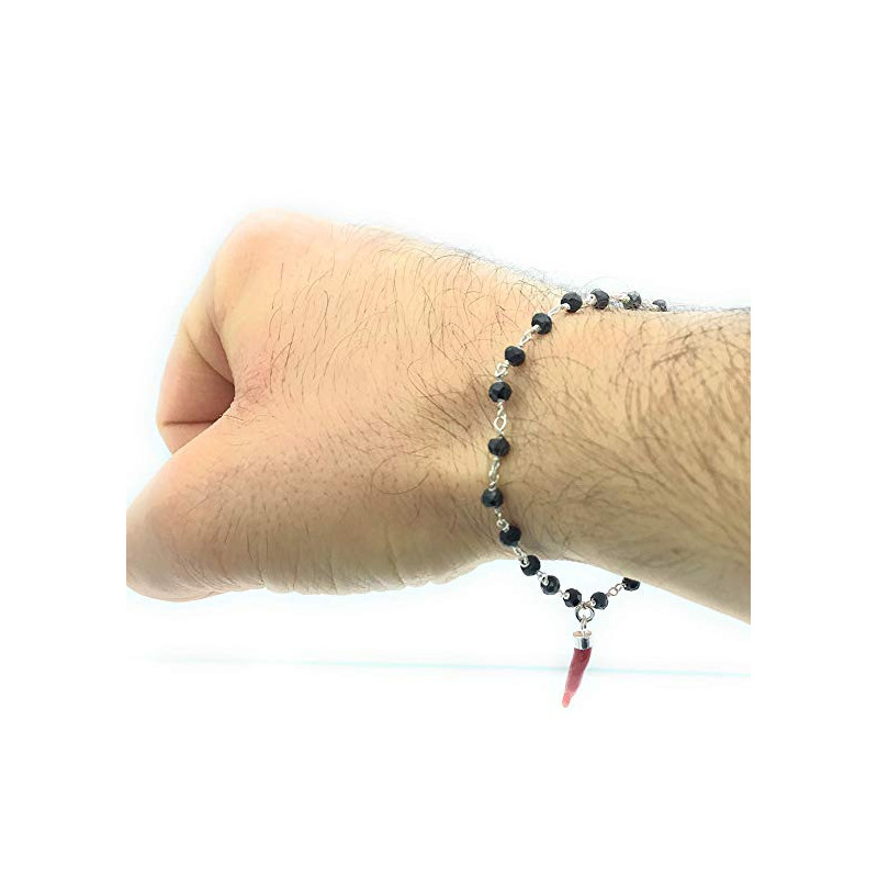 Unisex Nadir bracelet in 925 Silver with Red Coral Coral Cornet