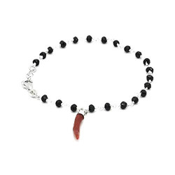 Bracciale Unisex Nadir in Argento 925 con Cornetto Rosso in Corallo