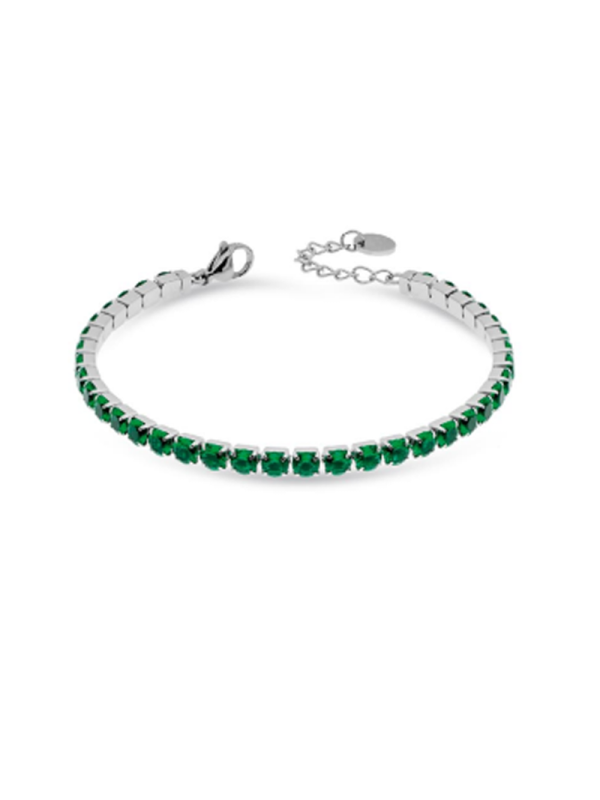 Bracciale Tennis Donna Liujo LJ2420 in Acciaio 316l Silver con Zirconi Verdi