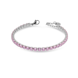 Bracciale Tennis Donna Liujo LJ2424 in Acciaio 316l Silver con Zirconi Rosa