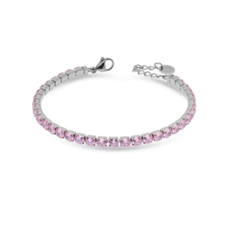 Bracciale Tennis Donna Liujo LJ2424 in Acciaio 316l Silver con Zirconi Rosa