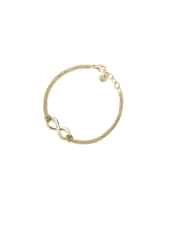 Bracciale Donna Liujo LJ2517 in Acciaio 316l Pvd oro Giallo con Infinito Centrale e Zirconi