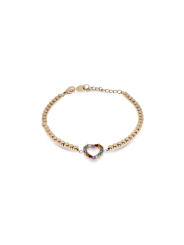 Bracciale Donna Liujo LJ2450  in Acciaio 316l Pvd Oro Rosa Cuore Centrale Zirconi Multicolor