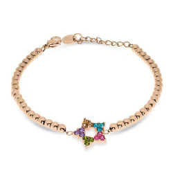 Bracciale Donna Liujo LJ2452 in Acciaio 316l Pvd Oro Rosa Stella Centrale Zirconi Multicolor